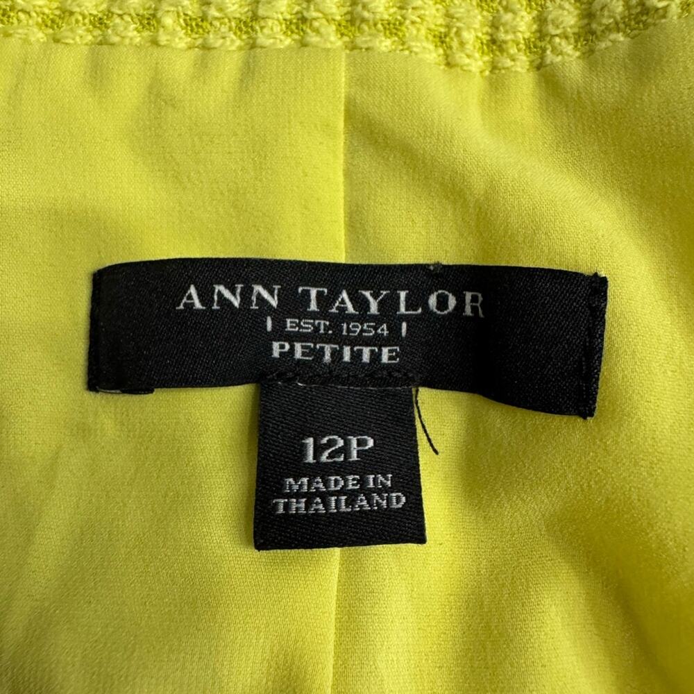 Ann Taylor Womens Sz 12P 3/4 Sleeve Yellow Waffle Knit Cotton Blazer Yellow - Picture 4 of 8